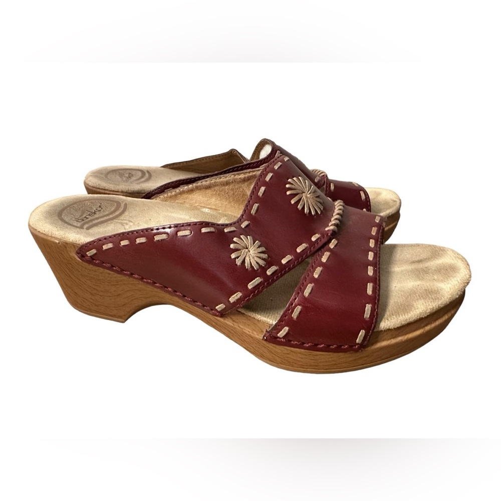 Dansko Red Leather Mules